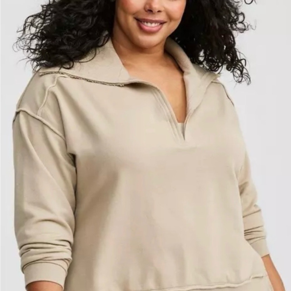 Torrid Beige Quarter-Zip Sweatshirt